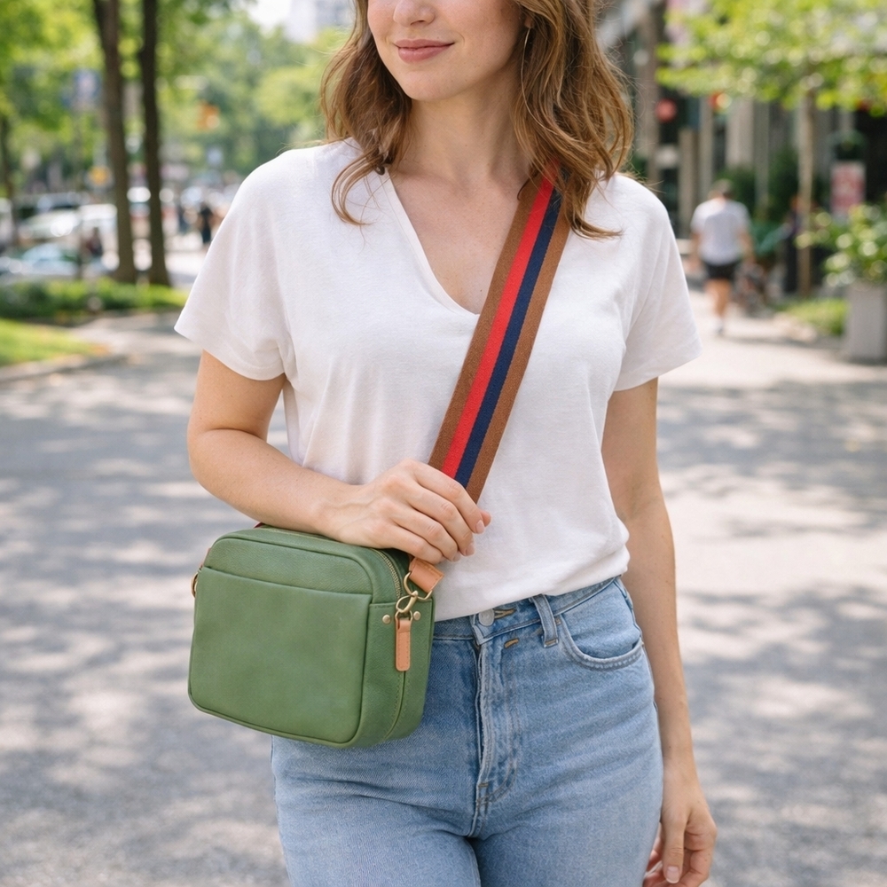 Universal Thread Green Crossbody Bag with Striped Strap